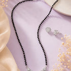 Rhodium Plated Black Bead Heart Necklace Set