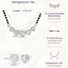 Rhodium Plated Black Bead Heart Necklace Set