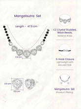 Rhodium Plated Black Bead Heart Necklace Set
