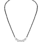 Rhodium Plated Black Bead Heart Necklace Set