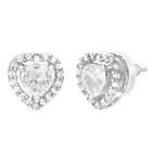 Rhodium Plated Black Bead Heart Necklace Set