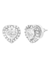 Rhodium Plated Black Bead Heart Necklace Set
