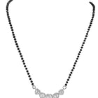 Rhodium Plated Black Bead Heart Necklace Set