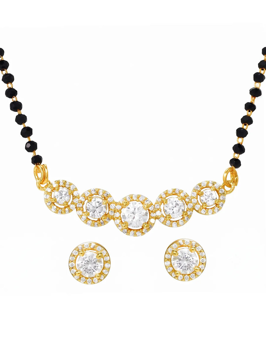 Gold Plated Classic Halo Mangalsutra Set