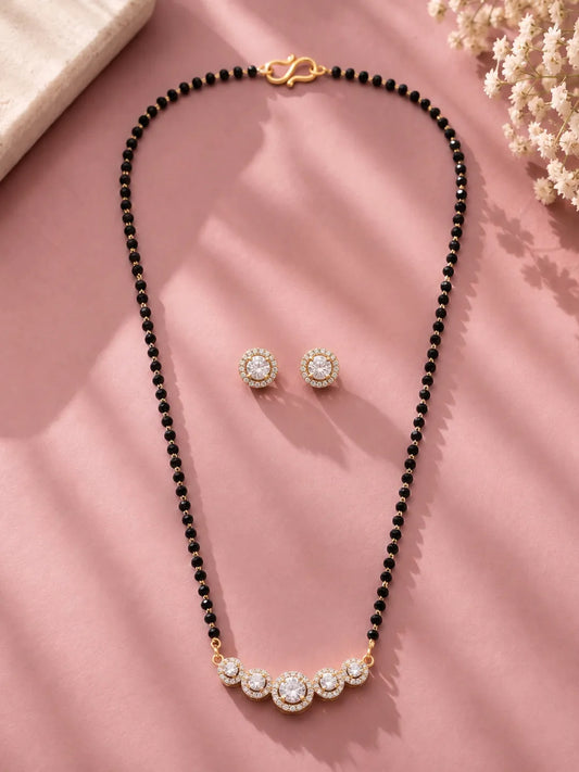 Gold Plated Classic Halo Mangalsutra Set