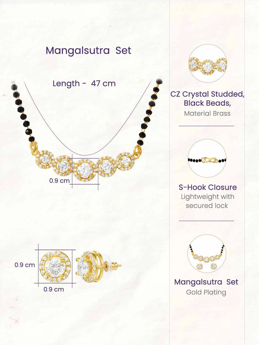 Gold Plated Classic Halo Mangalsutra Set