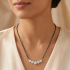 Rhodium Plated Classic Halo Mangalsutra Set