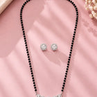 Rhodium Plated Classic Halo Mangalsutra Set