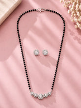Rhodium Plated Classic Halo Mangalsutra Set