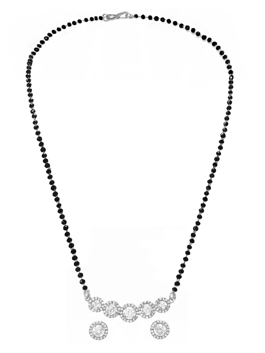 Rhodium Plated Classic Halo Mangalsutra Set