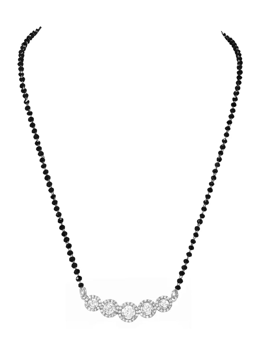 Rhodium Plated Classic Halo Mangalsutra Set