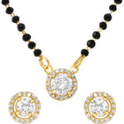 Gold Plated Solitaire Halo Mangalsutra Set