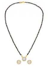 Gold Plated Solitaire Halo Mangalsutra Set