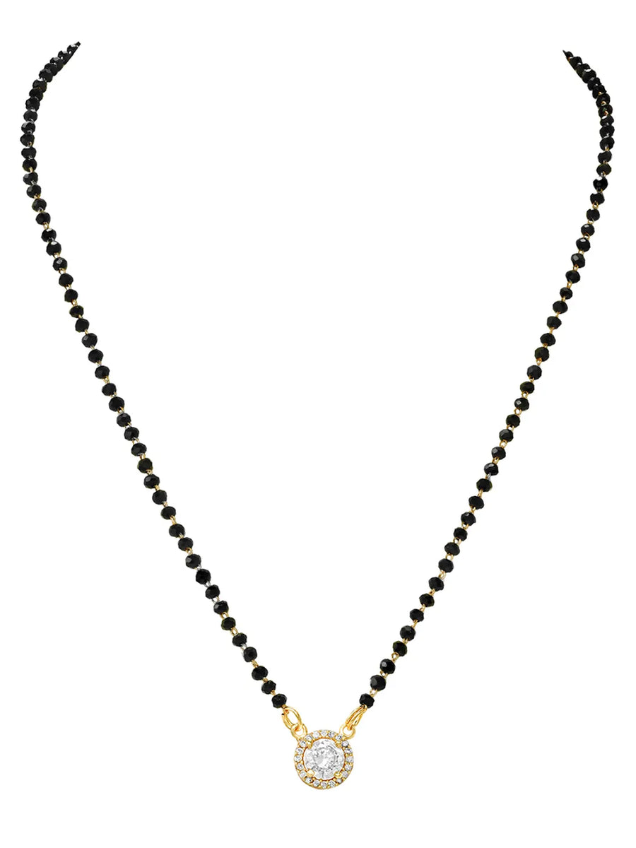 Gold Plated Solitaire Halo Mangalsutra Set
