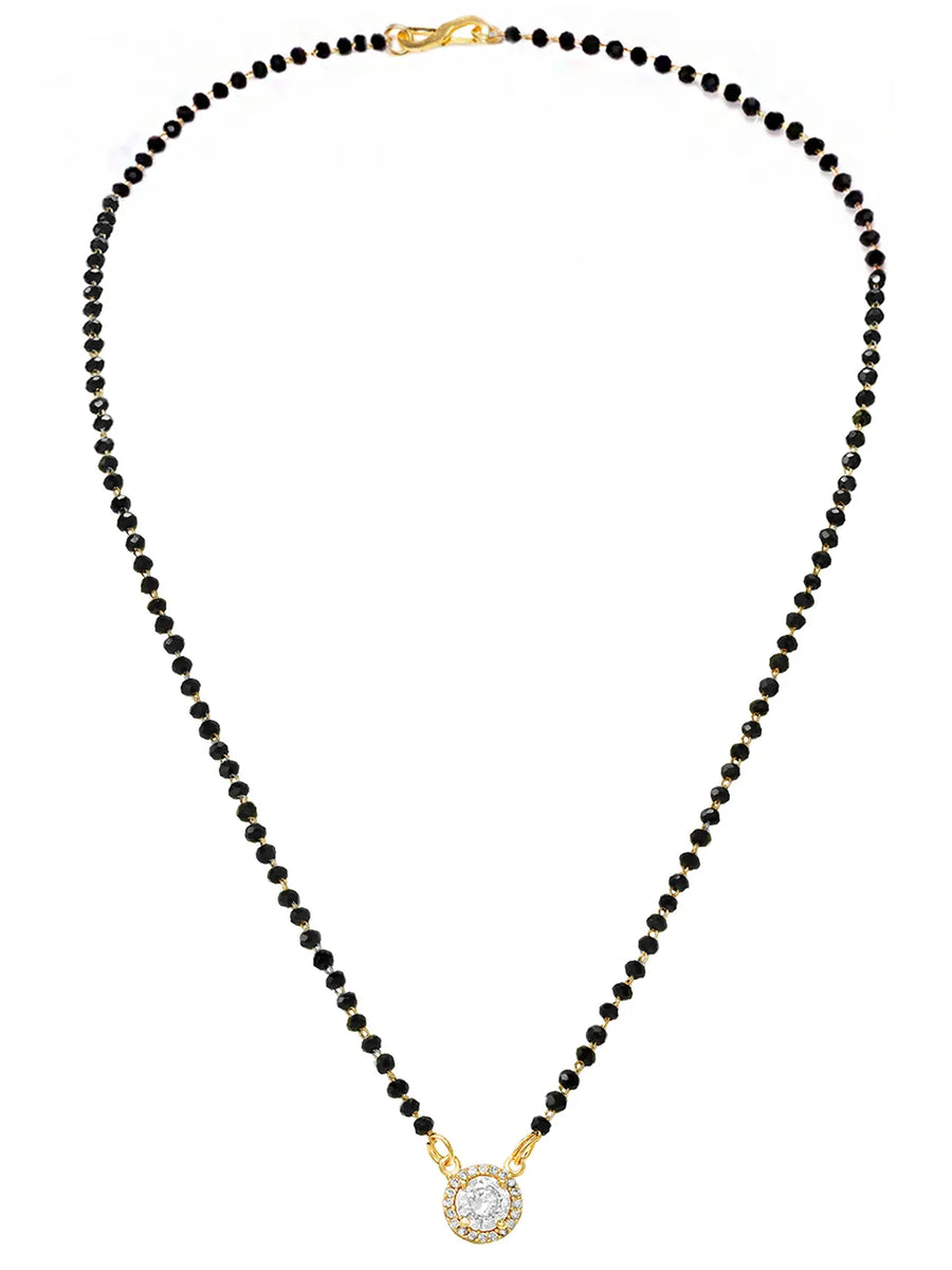 Gold Plated Solitaire Halo Mangalsutra Set