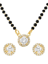 Gold Plated Solitaire Halo Mangalsutra Set