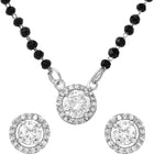 Rhodium Plated Solitaire Halo Mangalsutra Set