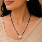 Rhodium Plated Solitaire Halo Mangalsutra Set