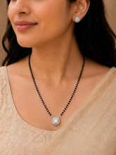 Rhodium Plated Solitaire Halo Mangalsutra Set