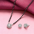 Rhodium Plated Solitaire Halo Mangalsutra Set
