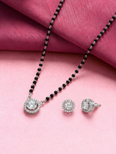 Rhodium Plated Solitaire Halo Mangalsutra Set