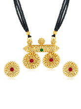 Timeless Rani Pink & Green Stone Mangalsutra Set