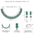 Oxidised Green Stone Statement Necklace Set
