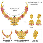 Peora Temple Peacock Ruby Necklace Jhumka Set