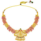 Peora Temple Peacock Ruby Necklace Jhumka Set
