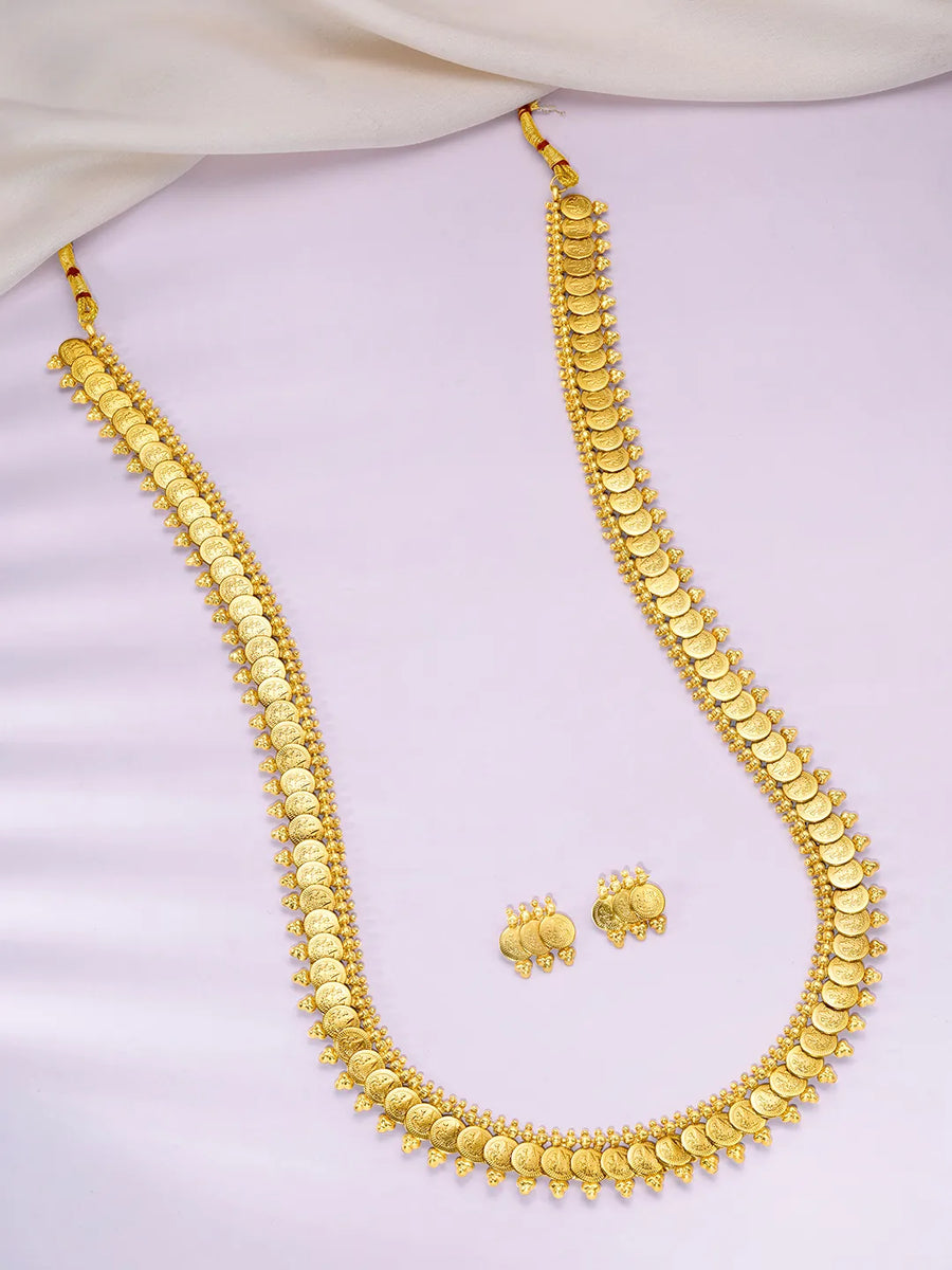 Coin Cascade Maharani Long Necklace