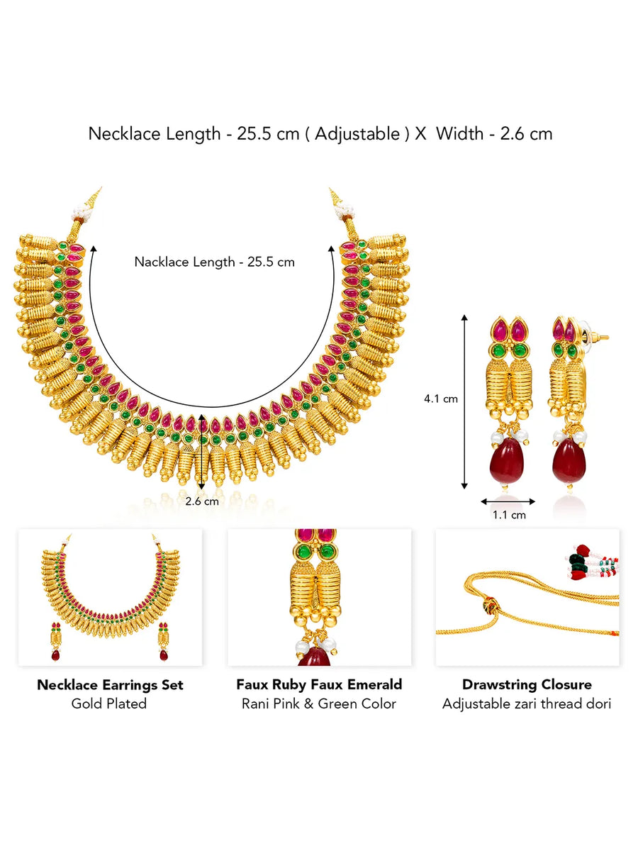 Peora Ethereal Temple Design Necklace Set