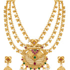 Peora Layered Heritage Jhumka Necklace Set - Gold
