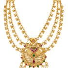 Peora Layered Heritage Jhumka Necklace Set - Gold