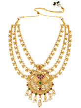 Peora Layered Heritage Jhumka Necklace Set - Gold
