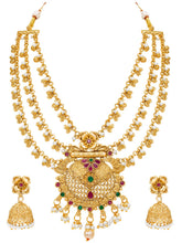 Peora Layered Heritage Jhumka Necklace Set - Gold