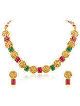 Gilded Grace Multicolour Gold Plated Necklace Set