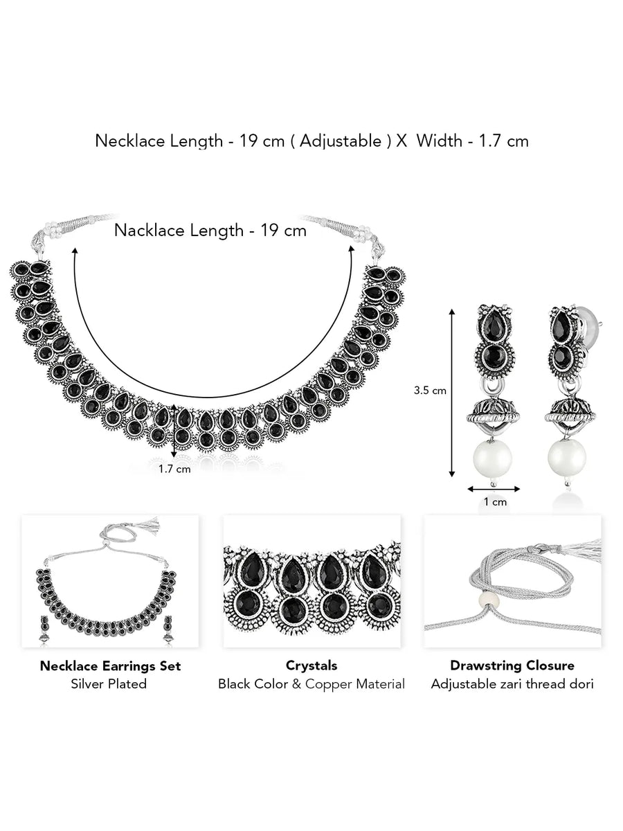 Peora Antique Oxidised Black Necklace Set