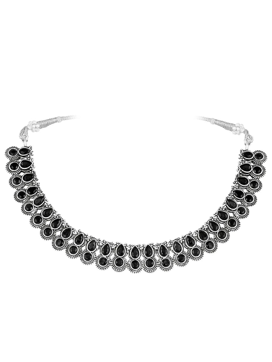 Peora Antique Oxidised Black Necklace Set