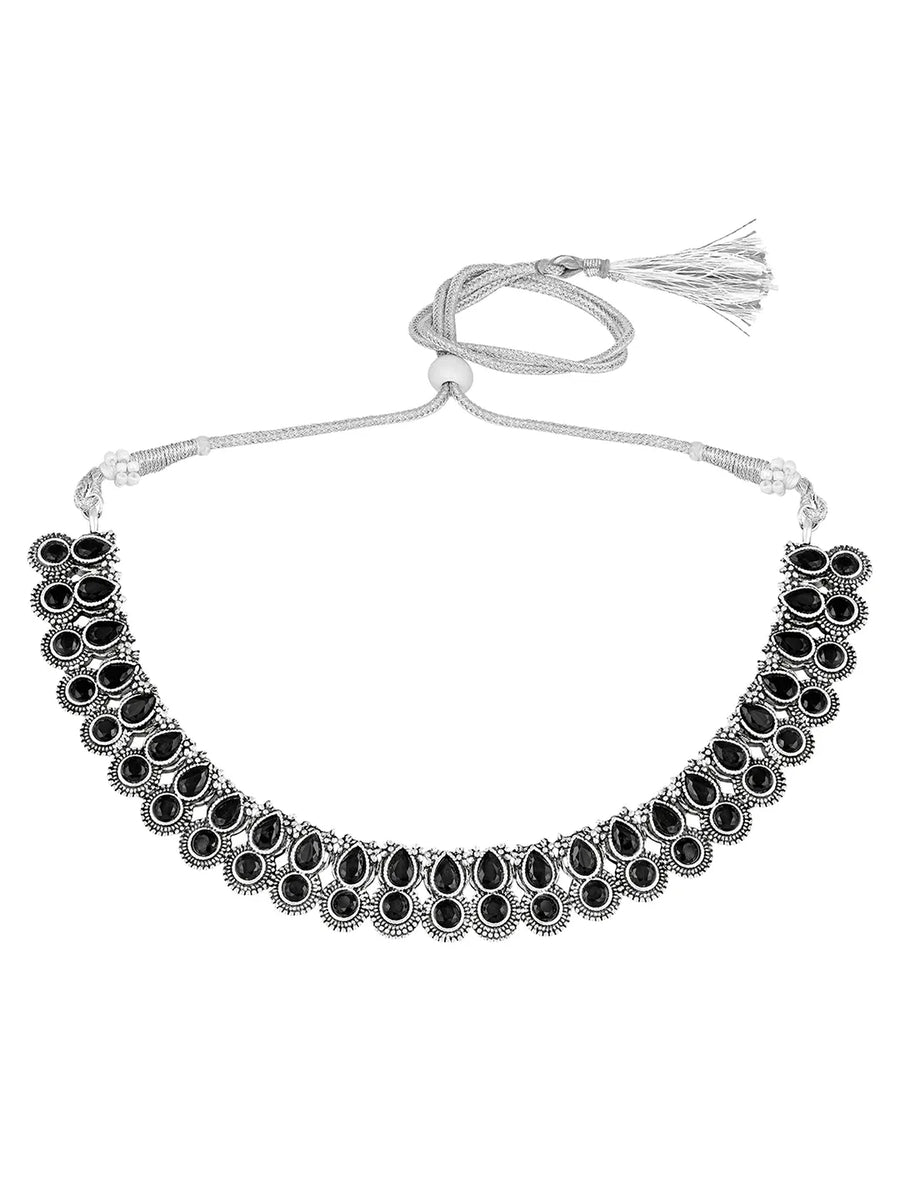Peora Antique Oxidised Black Necklace Set