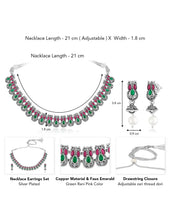 Peora Antique Oxidised Ruby Green Necklace Set