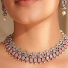 Peora Antique Oxidised Pink Necklace Set