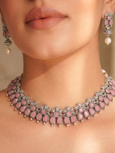 Peora Antique Oxidised Pink Necklace Set