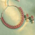Peora Antique Oxidised Pink Necklace Set