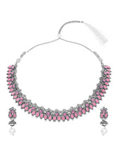 Peora Antique Oxidised Pink Necklace Set