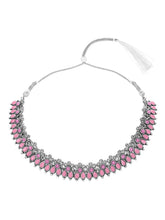 Peora Antique Oxidised Pink Necklace Set