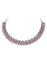 Peora Antique Oxidised Pink Necklace Set