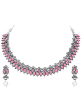 Peora Antique Oxidised Pink Necklace Set