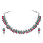 Peora Antique Oxidised Green Ruby Necklace Set