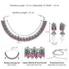Peora Antique Oxidised Green Ruby Necklace Set