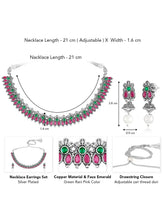 Peora Antique Oxidised Green Ruby Necklace Set